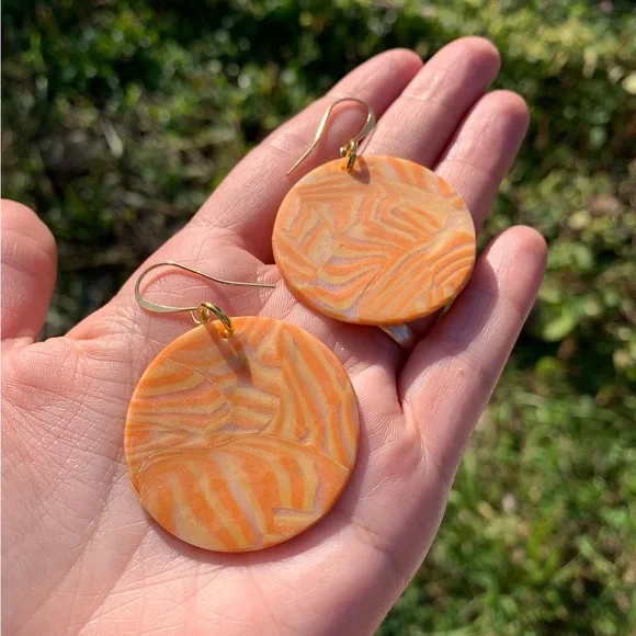 Statement Orange swirl earrings - Picture 2 of 2